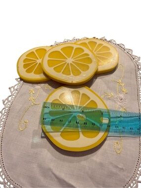 Yellow Lemon Slice Coasters - Set of 4